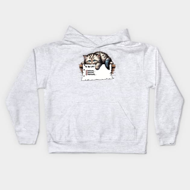 Lazy Cat Day Kids Hoodie by Cutetopia
